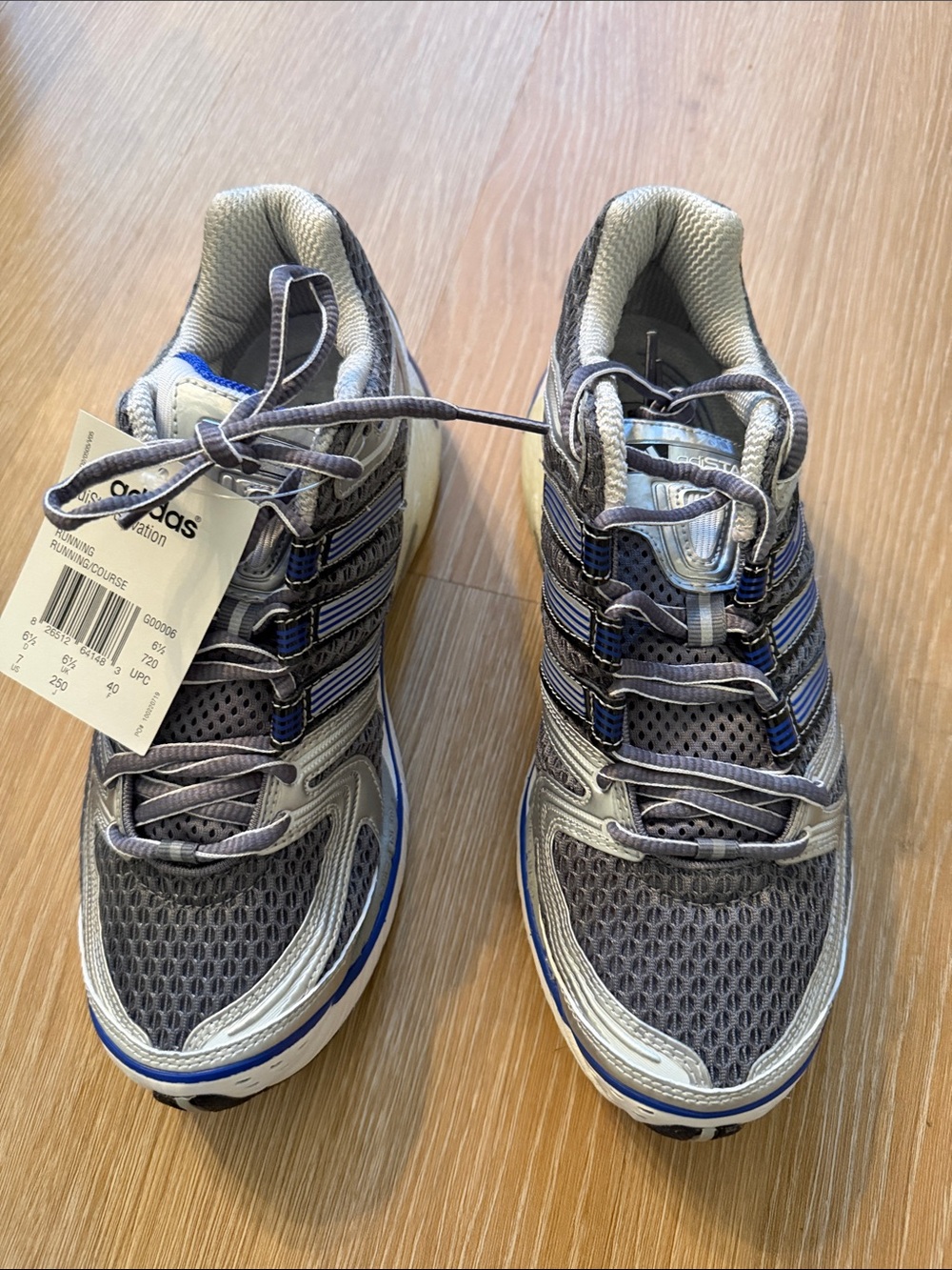 New adidas Men’s Gray and Blue Athletic Running Shoes adiStar Salvation
